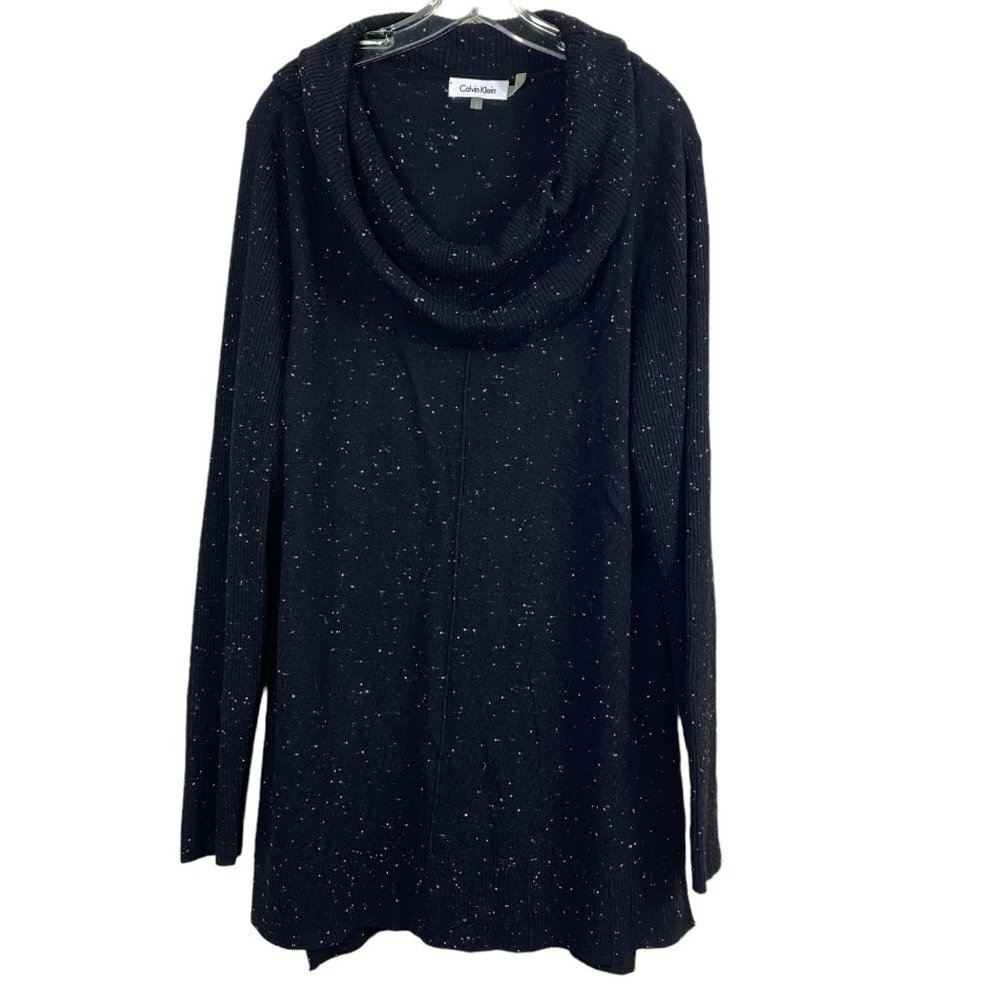 Calvin Klein Sparkle Fleck Cowl Neck  Long Sleeve Dress Sweater Large